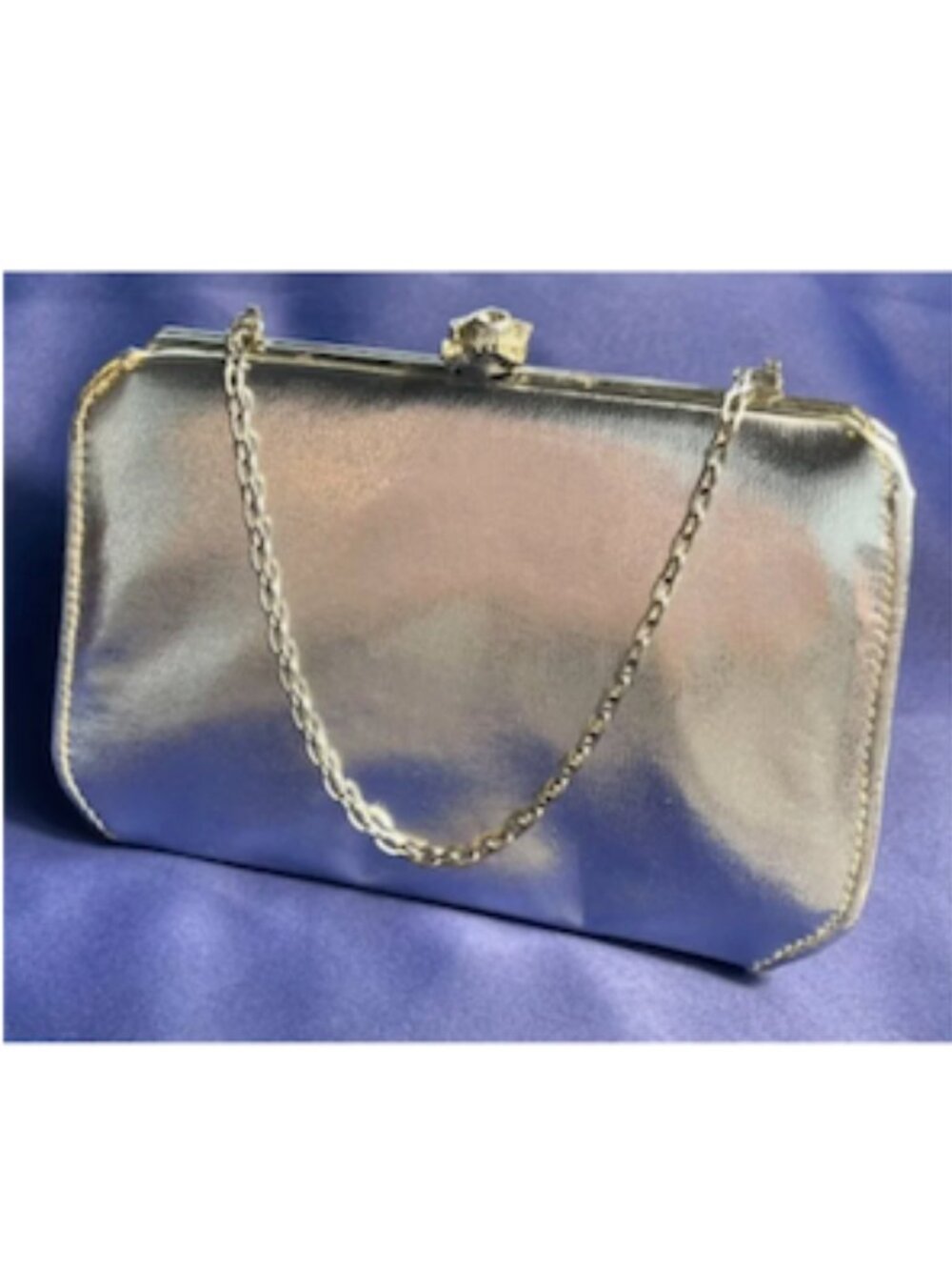 Vintage 1950s Silver Rhinestone Clutch Purse Evening Bag Retro Hollywood Glam